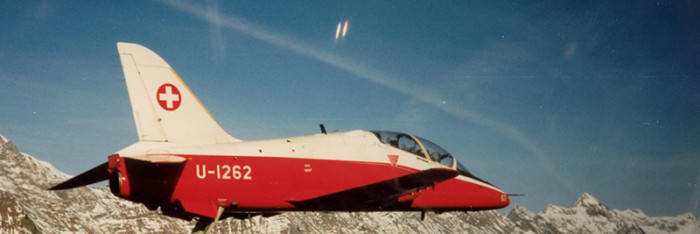 ehemaliger Hawk Jet-Trainer der Schweizer Luftwaffe